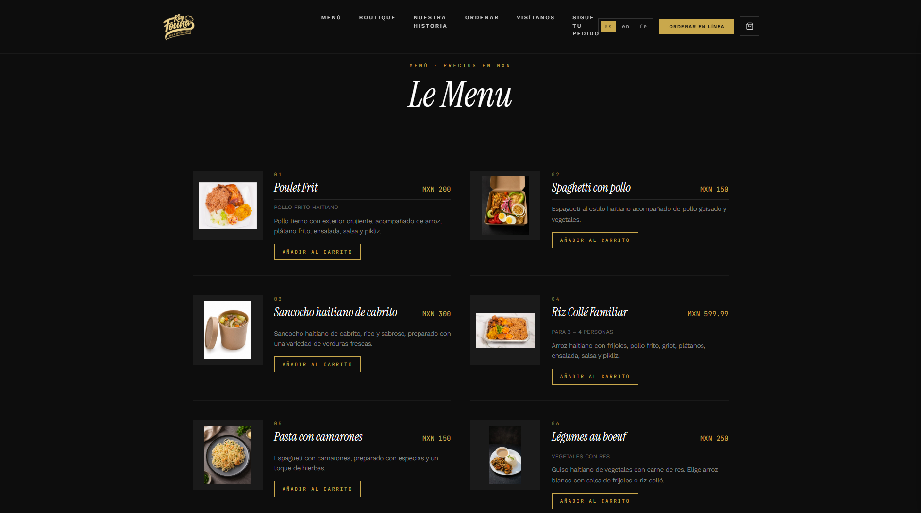 Kay Founa Restaurant website preview